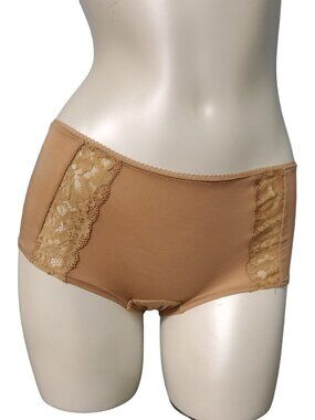 Soma Embraceable Signature Lace Boyshort Panty Womens Medium Warm Amber Tan NWT